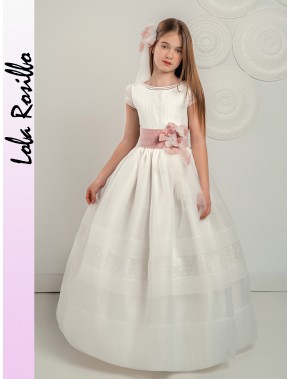 Vestido comunión niña, CEMAROS LOLA ROSILLO, modelo 02Q282, ALPI Moda Infantil (Valladolid)