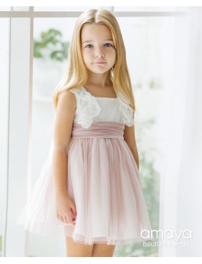 Vestido de niña de arras ceremonia fiesta, Artesanía AMAYA, modelo 591404 Alpi Moda Infantil Valladolid