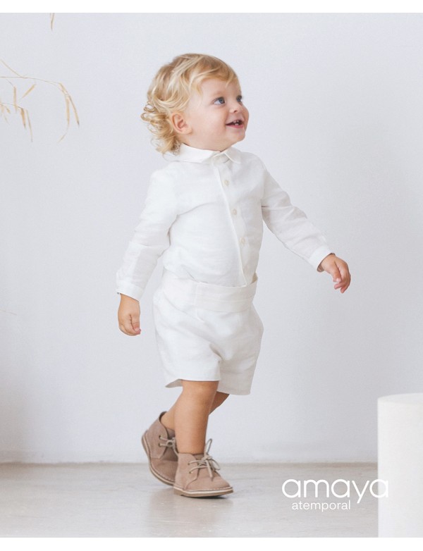 Pantalón bebe lino liso AMAYA modelo 591320 arras, ceremonia, fiesta y bautizo Alpi Moda infantil Valladolid