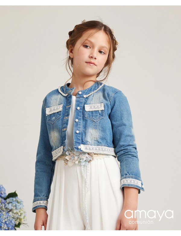 Cazadora vaquera de niña de ceremonia, arras y fiesta NUEVA COLECCIÓN AMAYA modelo 190498H_0003