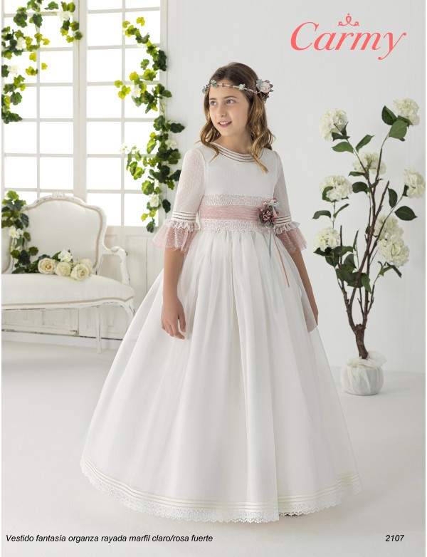 Vestido comunión niña, CARMY , modelo 2107, COLECCIÓN MODAS ALPI (VALLADOLID)